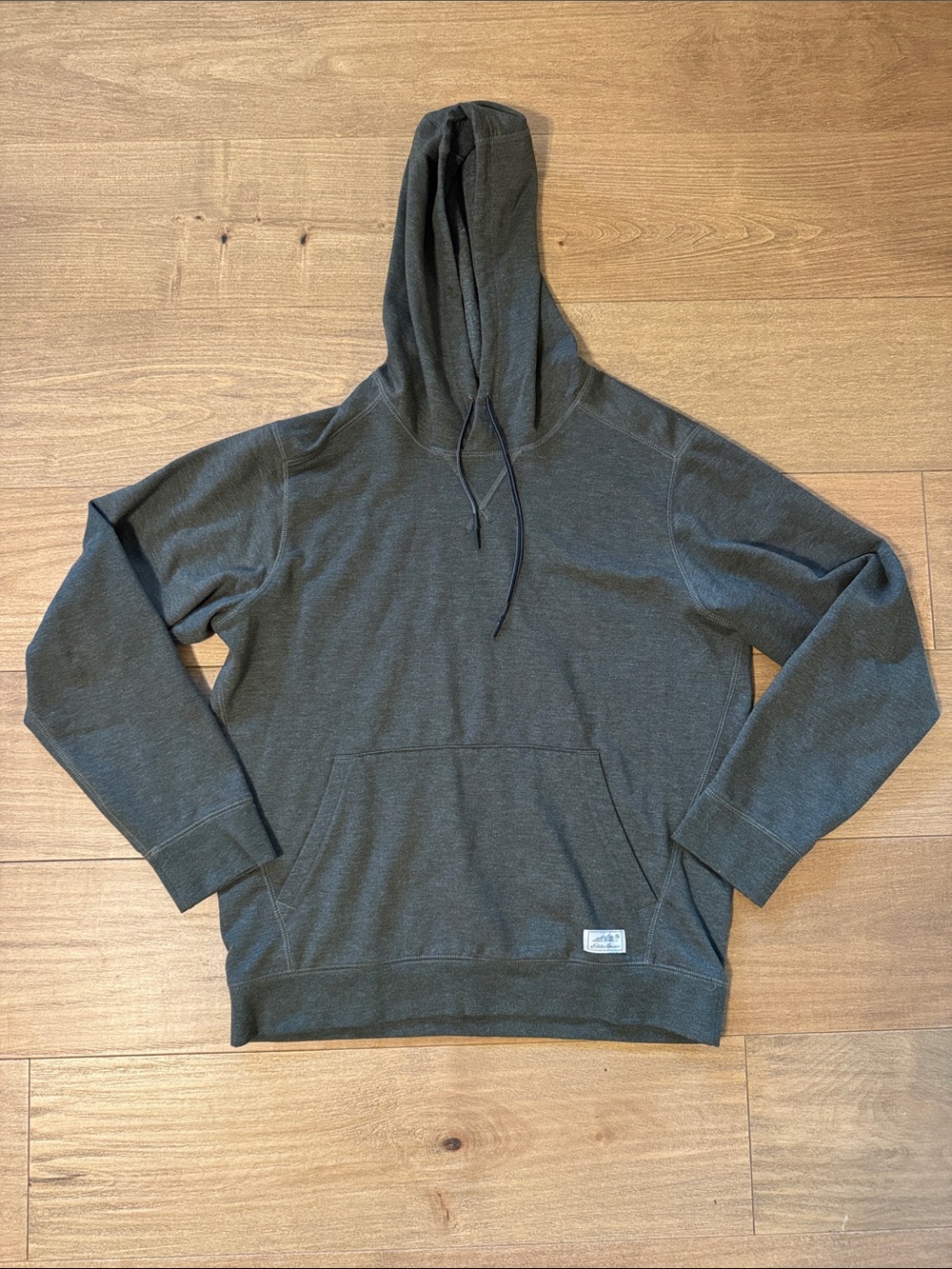 Eddie Bauer Olive Green Hooded Pullover Sweatshirt Easily unisex